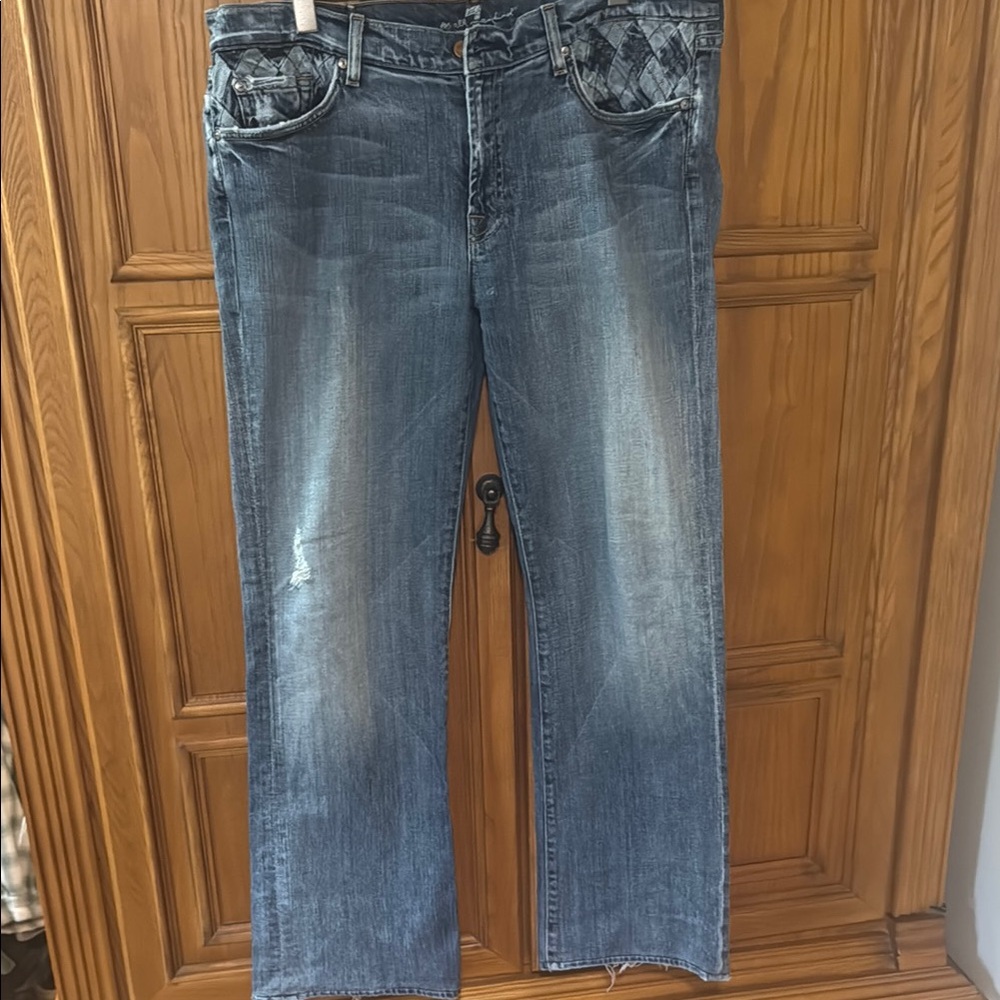 7 For All Mankind Blue Straight Jeans Classic Style 36/36